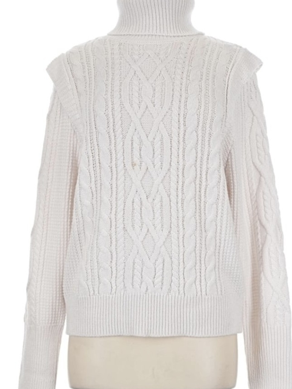 Skull Cashmere Ivory Cable Turtleneck Sweater
